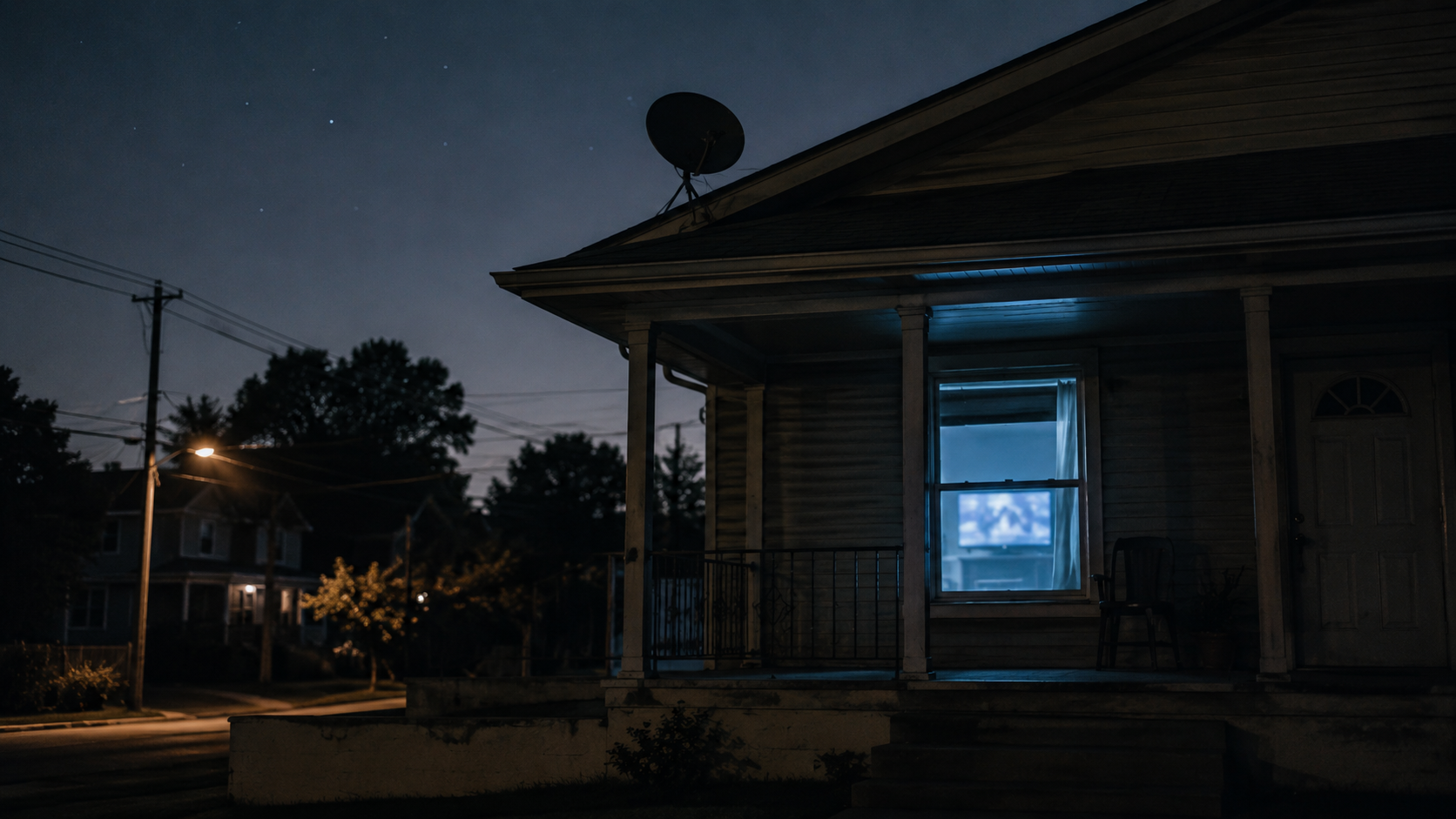 Don't think she's seen the sky, since we got the satellite dish. A porch gone dark, the stars washed out by the glow indoors